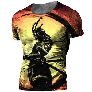 Fashionabl Funny Samurai Pictures per magliette maschile Trend Digital Printing Casual Round Neck Shorted