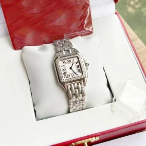 Fashion Women Watches Quartz Movement Silver Gold Dress Watch Lady Square Tank Stainless Steel Case Original Clasp Analog Casual W256B
