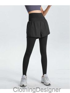 LL Tvådelar Leggings Kort set Sweatpants Hög midja Ficka Inuti gym sportbyxor Träningstrumpbyxor LU8807 S-4XL