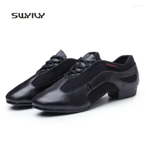 Dance Shoes SWYIVY Black Sneakers Woman Ballroom Genuine Leather Autumn 2024 Female Wedge Latin Comfortable