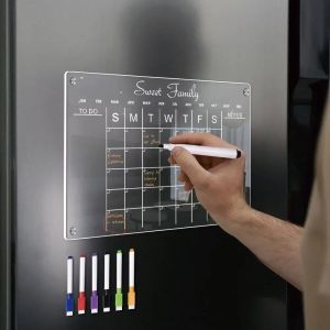 Whiteboard 3D Transparent Magnet Kühlschrank Kalenderplaner Aufkleber A3 A4 Acrylwöchentliche Meldung Kühlschrank Schreiben Remind Board