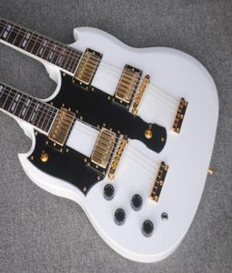 De esquerda raro 12 6 cordas 1275 Pescoço duplo Alpino Guitarra elétrica White Hardware dourado Garra Tailipipient Split paralelograma i6700665