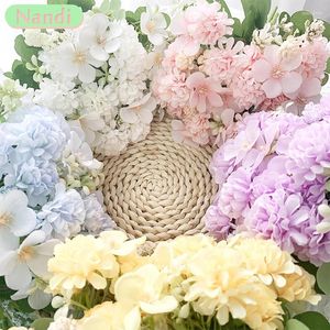 Decorative Flowers Artificial Flower Vintage Silk Rose Bouquet Hydrangea Peony Bridal False Plants Home Wedding Decoration DIY