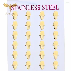 Stud Earrings 12 Pairs Stainless Steel Set Cute Palm Design Golden For Women Jewelry Resale Party Small Gifts