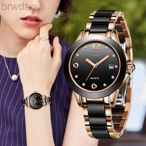 Kvinnors klockor Lige Woman Watch Fashion Brand Ladies Ceramic Armband Wrist Watch Women Dress Watches Waterproof Date Clock Gift Montre Femmes 240409