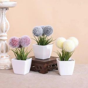 Decorative Flowers 3PCS Artificial Plant Hairy Ball Bonsai Decorated For Home Restaurant Office Store Tabletops Windowsills And Counters