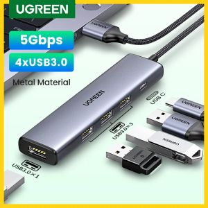 Hubs ugreen USB Hub tipo C a 4 USB 3.0 Hub USB para Tipo C Adaptador 5G para MacBook Pro Air M1 Acessórios para laptop PC USB C divisor de cubo