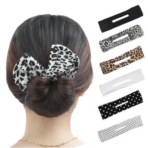 Multicolor Deft Bun Print Headband Hairn Pin for Women Girl Cloth Hair Circle Bun Maker Ponytail Holder Hår flätade tillbehör