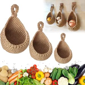 Parede pendurada na cozinha cesta vegetal cesta de flor planta de flor de mato de maconha decoração de bolso de pocket sundries recipiente de armazenamento