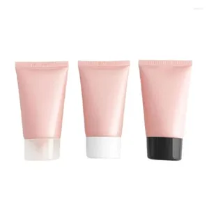 Storage Bottles 30pcs Squeeze Tube Plastic Pink Empty Cosmetic Screw Cap Skincare Sunscreen Facial Cleanser Lotion Cream Refillable Bottle