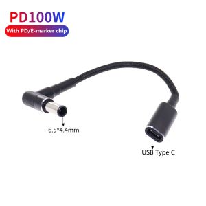 USB Type C to 6.5x4.4 6.5*4.4mm Male Plug Converter 100W Laptop Charging Cable Cord for Sony LG Notebook PC Power Supply Adapter