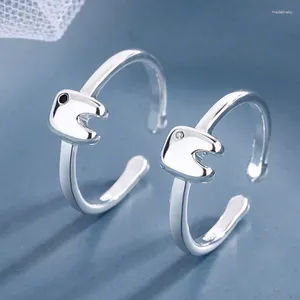 Klusterringar personlighet design tänder ring enkla smidiga utsökta zirkon silver pläterade öppning charm kvinnors fritidsparti smycken smycken