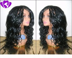 Synthetic Lace Front Wig 20inch Braided Box Braids Wig For Black Woman Curly End Baby Hair High Temperature Fiber8226497