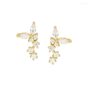 Orecchini per borchie Tiande Gold Colore Boho Cinezza farfalla per donne Ore per piercing zircone bianco 2024 Gioielli Fashion Wholesale all'ingrosso