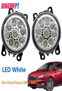 2sts LED Front Fog Lights White Yellow Car Styling Round stötfångare för Ford Focus MK2 200420102052908