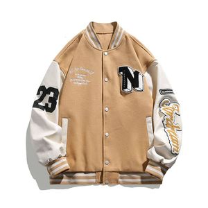 Jackor för män gata broderi baseball uniform kvinnor ruffian stilig knapp hög mening vinter lapel varsity jacka 240320