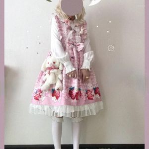 Casual Dresses 2024 Cosplay Style Japanese Lolita Dress Y2K Girls Strawberry Jsk Women Harajuku Sleeveless Cute Vestidos