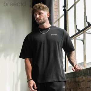 Mäns casual skjortor mode mens kläd gym sports fitness herrar överdimensionerade t-shirt ya ny sommar bomull runda nacktryck avslappnade korta ärmar 240409