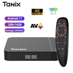 ボックススマートテレビボックスタニックスW2アンドロイド11 AMLOGIC S905W2 2G 16G 2.4G 5GデュアルWiFi H.265 3D AV1 BT 4Kメディアプレーヤーセットトップボックステレビボックス