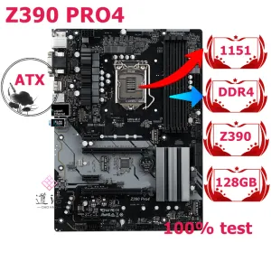 Motherboard For Asrock Z390 Pro4 Motherboard 128GB M.2 LGA 1151 DDR4 ATX Z390 Mainboard 100% Tested Fully Work