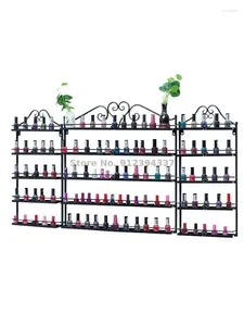 Placas decorativas montadas na parede de ferro forjado preto exibição de rack rack cola prateleira de cosméticos armazenamento de parede de lojas