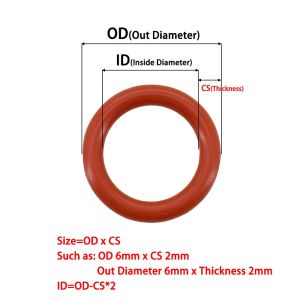 レッドシリコンOリングシーリングガスケットワッシャーフードグレードシリコンVMQ Oリングシールシールワッシャークッカーゴム断熱シリカゲルCS1-2.4