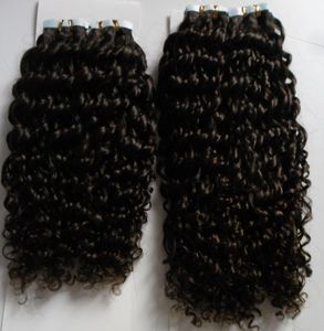 Fita de fita brasileira curly Curly Fita 100g Remy em extensões de cabelo humano 80pcs fita de trama de pele em extensões de cabelo humano 6795170