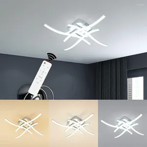 Ceiling Lights 24W Modern Led AC85-265V Dimming Chandelier Lamp With Remote For Living Room Decoration Curved Design Black/White