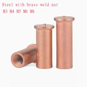 10-50pcs M3 M4 M5 M6 Steel with Brass PCB Board Solder Joint Copper Column Spot Weld Nut Welding Stud