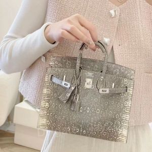Fully handmade tote bag Skew Bag designer bag Luxury Clamshell Bag 25 30 dimensions imported uncultivated lizard skin beeswax thread sewn Gold/silver hardware