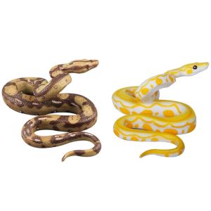 Realistic Golden Fake Snake Toy Rubber Snake Figure for Halloween Prank Props Animal Furnishing Articles