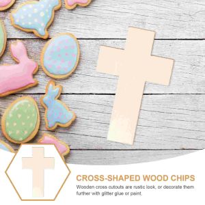 20 Pcs Cross Wood Woodsy Decor Wood Crafts Wood Carving Blank Wood Slices Poplar Easter Wooden Cutouts Child