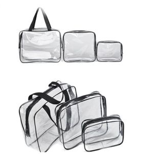 PVC Travel Casos transparentes Roupas de produtos de bola de armazenamento Bolsa de bagagem de bagagem Bolsa Toalha Bolsa Zip Bra Cosmetics Organizador 3PCSSET9211577