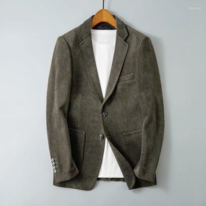 Ternos masculinos outono grosso e inverno 2024 Moda bela versão coreana da jaqueta de traje de negócios solteiro pequeno m-4xl