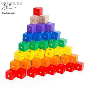 Magneter magnetiska leksaker nya montessori baby leksaker 2*2*2 cm fyrkantig kub regnbåge magnetblock trä leksaker för barn som bygger montering block utbildande 240409