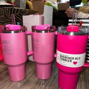Camelia Pink Gradient Parade Black Chroma with 1:1 Logo H2.0 40oz Stainless Steel Tumblers Cups with Silicone Handle Lid Straw Travel Car Mugs Water Bottles