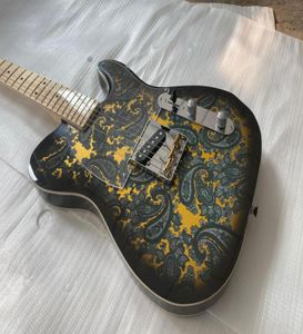 Rara Crook Brad Paisley Signature Black Gold Gold Electric Guitar Dual White Body Body Bordo Maple Distingue transparente P7275671