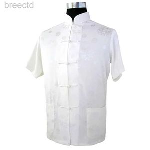 Men's Casual Shirts Hot Sale White Traditional Chinese style Mens Shirt top Summer Satin Polyester Hombres Camisa Size S M L XL XXL XXXL M0015 240409