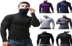 Men039S Turtle Neck Long Sleeve T Shirt Spring High Neck Cotton Top Tees8072054