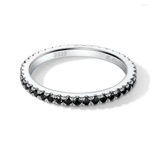 Pierścienie klastra 1.4 mm czarny pierścionek Moissanite S925 Srebrna srebrna oprawa weselna dla kobiet 18K Białe złoto Laban Lab Diamond Fine Jewelry