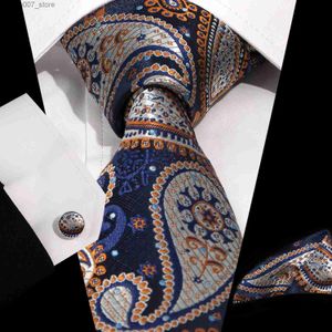 Krawat krawatowy krawat kwadratowe szalik spinki do mankietu zestawu 8,5 cm Jacquard Paisley Tie 3-częściowy setq