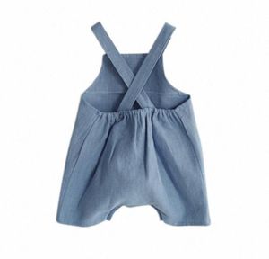 Summer Baby Girls Boys Cute Suspender Infant Kids Soft Linen Clothes Short Overalls 6igO7200599