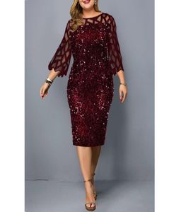 Propcm Plus Size Women039s Letnia sukienka Elegancka cekinowa przyjęcie urodzinowe dla kobiet swobodne stroje wieczorowe ślubne 5xl5343275