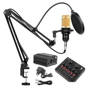 Микрофоны Профессионал BM 800 Studio Condenser Microphone Kit Kit Record Microfone Караоке со звуковой картой.