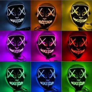 Halloween Mask Led Masque Cosplay Masquerade Party Ball Masks Light Glow in the Dark Haunted House Decoration Horror Masks Props FY9210 0409