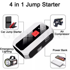 26800mAh Car Jump Starter Tragbarer Stromkompressor 150 psi Reifen Inflator Auto Tragbarer Batteriestarter für Autos