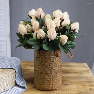 Dekorativa blommor Artificial Rose Bud Simulation Silk Buquets Wedding Bridal Pography Bouquet Home Garden Restaurant Desktop Fake Flower