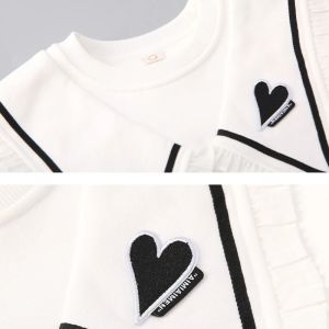 Mädchen Herumn Loungewear Anzug Neue Teen Girl Love Love Long Long Sleeve Top + gestreifte Hosen 2pcs Outfits Kinderkleidung Sets