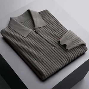 Autumn Clothing Mens Fashion Dzisiwa Koszula Polo Light Light Luksusowy stały kolor Premium Lapel Knitover Knitwear 240328