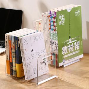 Clear Acrylic Bookends L-formad skrivbordsorganisatör Desktop Book Holder School Stationery Office Accessories